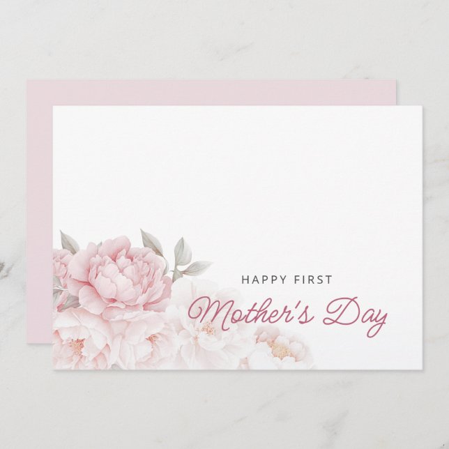 Elegante Peony Blume Erster Muttertag 2 Fotos Karte (Vorne/Hinten)