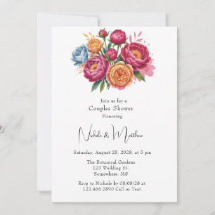 Elegante Peony Bouquet Couples Dusche Einladung