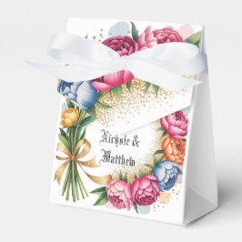 Elegante Peony Bouquet Gold Glitzer Wedding Geschenkschachtel