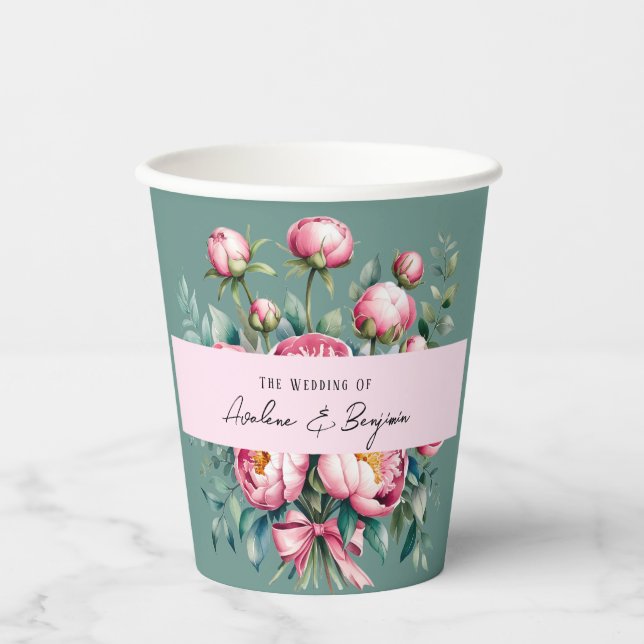 Elegante Peony Bouquet Pappbecher (Vorderseite)