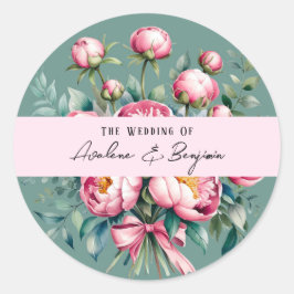 Elegante Peony Bouquet Runder Aufkleber