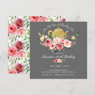 Elegante Peony Floral Birthday Tea Einladung