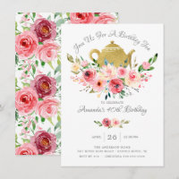 Elegante Peony Floral Birthday Tea Einladung