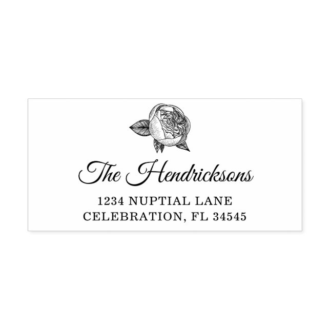Elegante Peony Floral Rücksendeadresse Permastempel (Design)