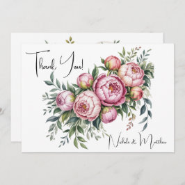 Elegante Peony Floral Wedding Dankeschön Karten