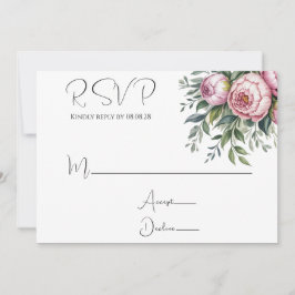 Elegante Peony Floral Wedding RSVP Cards Einladung