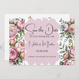 Elegante Peony Floral Wedding Save the Date Einladung