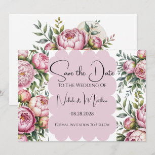 Elegante Peony Floral Wedding Save the Date Einladung