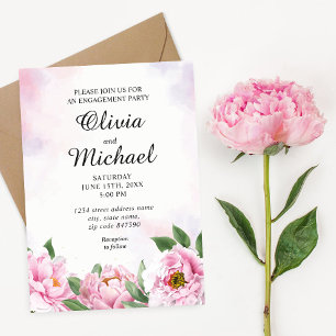 Elegante Peony Minimalistische Verlobung Einladung