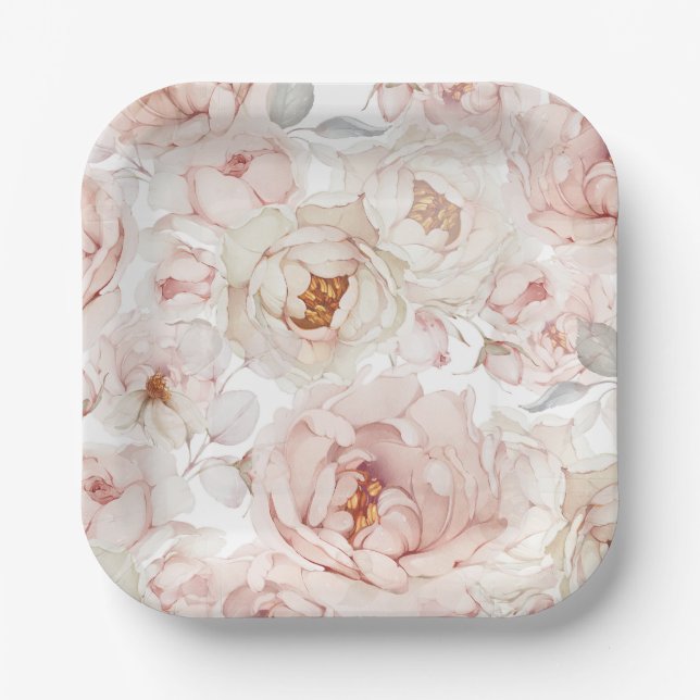 Elegante Peony Paper-Teller Pappteller (Vorderseite)