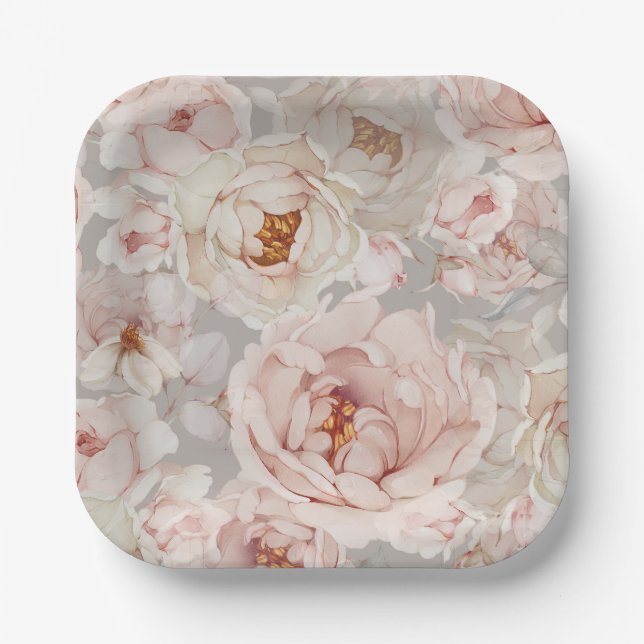Elegante Peony Paper-Teller Pappteller (Vorderseite)