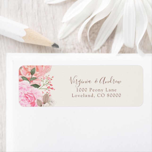 Elegante Peony Return Address Label (Insitu)