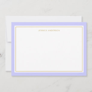 Elegante Periwinkle Gold Border Personalisiert Mitteilungskarte
