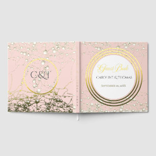 Elegante Perl-Gold-Schrift Hochzeit Romantische Pe Gästebuch