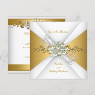 Elegante Perle Gold Silber Diamant Geburtstagsfeie Einladung