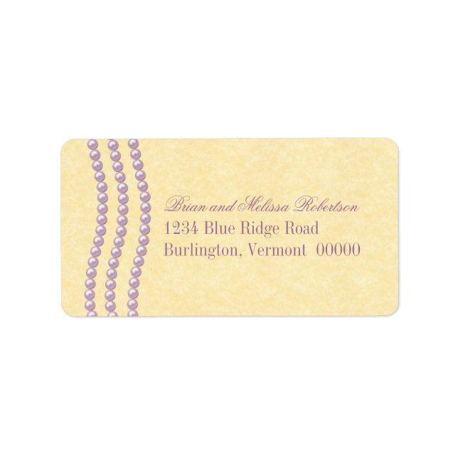Elegante Perlen Address Labels, Lilac Adressaufkleber (Vorne)