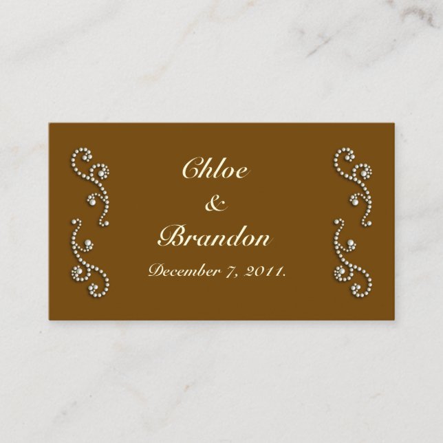 Elegante Perlen auf Cream Wedding Website Card Begleitkarte (Vorderseite)