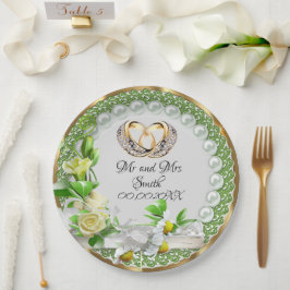 Elegante Perlen-Blume Anpassbare Hochzeiten Pappteller