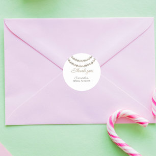 Elegante Perlen-Brautdusche  Runder Aufkleber