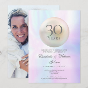 Elegante Perlen-Foto zur 30. Hochzeitstag-Feier Einladung
