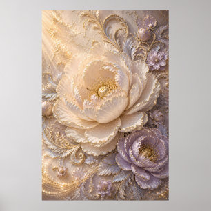 Elegante Perlen-Frost-Blüte Luxuriöse geprägte F Poster