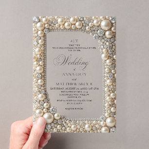 Elegante Perlen Hochzeit Acryleinladungen