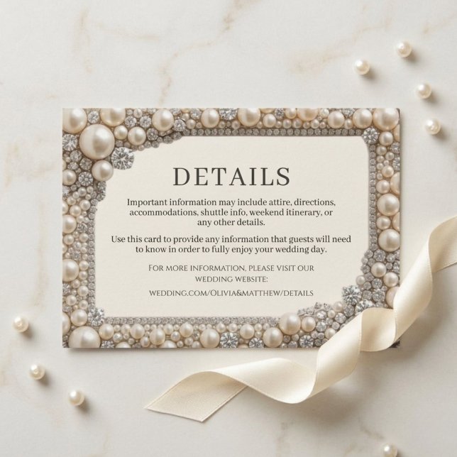 Elegante Perlen Hochzeit Begleitkarte (Von Creator hochgeladen)
