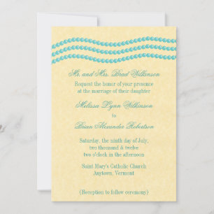 Elegante Perlen Hochzeit Einladung, Türkis Einladung