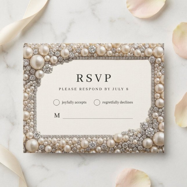 Elegante Perlen Hochzeit RSVP Karte (Von Creator hochgeladen)