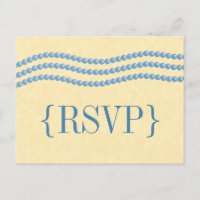 Elegante Perlen Hochzeit RSVP Postkarte, Hellblau