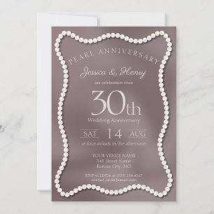Elegante Perlen-Hochzeitstag-Foto zum 30. Jubiläum Einladung