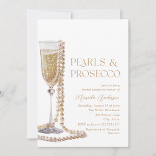 Elegante Perlen im Wasser und Prosecco Bridal Sho Einladung