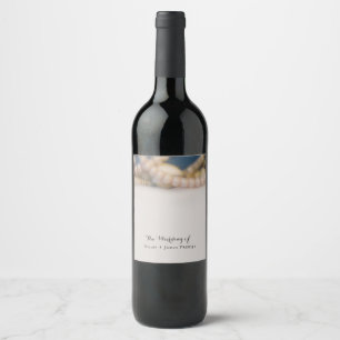 Elegante Perlen & Meeresmuscheln Strand Wein Etike Weinetikett