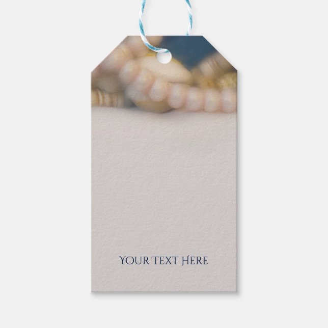 Elegante Perlen & Muscheln Tropical Beach Hochzeit Geschenkanhänger (Vorderseite)