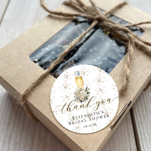 Elegante Perlen & Prosecco Brautparty-Dankeschön Runder Aufkleber