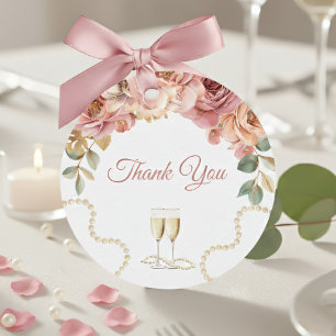 Elegante Perlen & Prosecco Brautparty-Geschenk-Tag Geschenkanhänger
