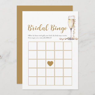 Elegante Perlen & Prosecco Bridal Bingo Game Card Einladung