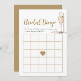 Elegante Perlen & Prosecco Bridal Bingo Game Card Einladung