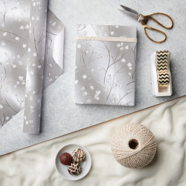 Elegante Perlen Silber Frost Glanz Abstraktes Must Geschenkpapier (Kunsthandwerk)