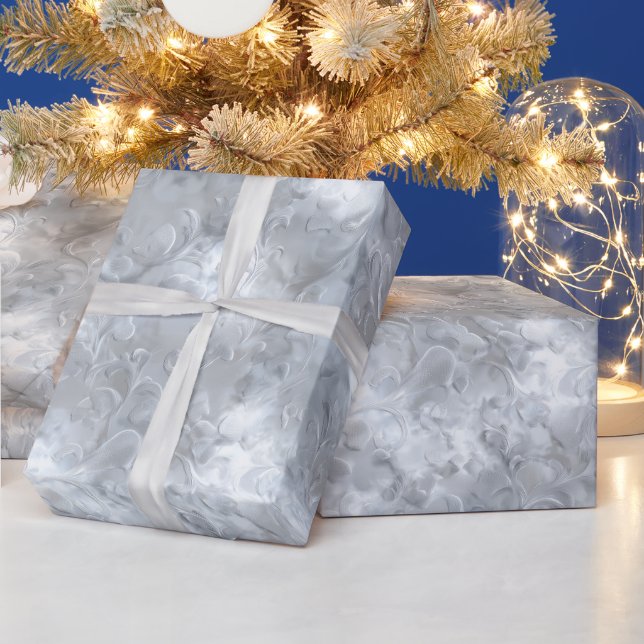 Elegante Perlen Silber Frost Glanz Abstraktes Must Geschenkpapier (Feiertage)