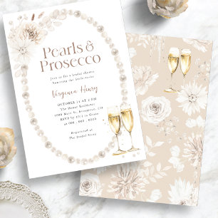 Elegante Perlen und Prosecco-Brautjungfernparty Einladung