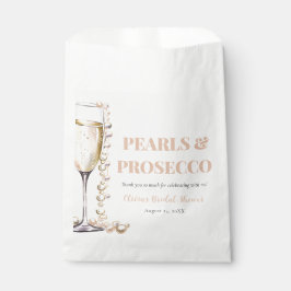 Elegante Perlen und Prosecco Brautparty Geschenktütchen