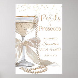 Elegante Perlen und Prosecco Brautparty-Plakat Poster