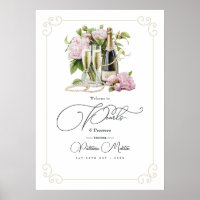 Elegante Perlen und Prosecco Brautparty Willkommen