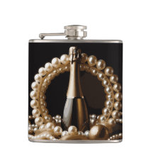 Elegante Perlen und Prosecco Gold und Schwarz