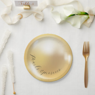 Elegante Perlen und Prosecco-Junggesellinnenabschi Pappteller