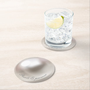 Elegante Perlen und Prosecco-Junggesellinnenabschi Runder Pappuntersetzer