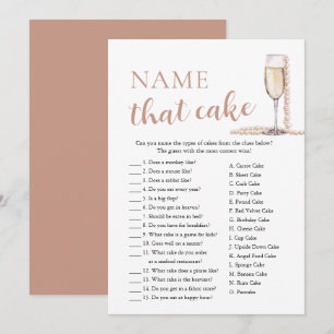 Elegante Perlen und Prosecco Name, das Kuchenspiel Einladung