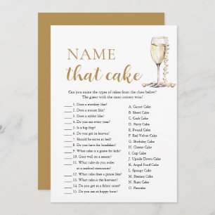 Elegante Perlen und Prosecco Name, das Kuchenspiel Einladung