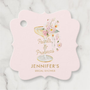 Elegante Perlen und Prosecco rosa Geschenkanhänger